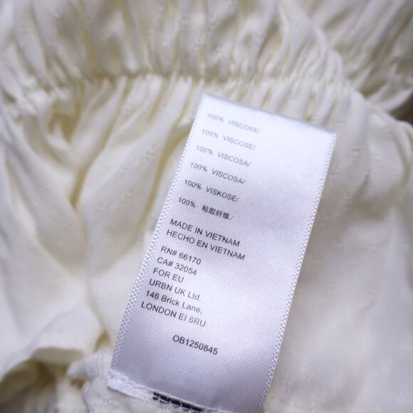 URBAN OUTFITTERS Kate Smocked Ruffle Blouse Ivory Cropped Top Women's XS - Picture 11 of 12